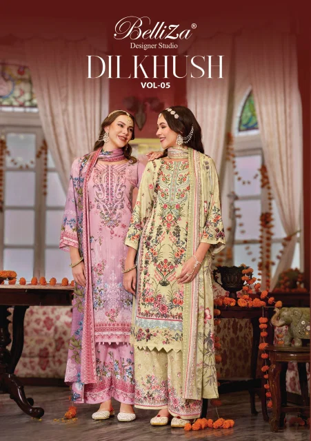 Dilkhush Vol 5 By Belliza Pure Viscose Rayon Printed Pakistani Salwar Suits 